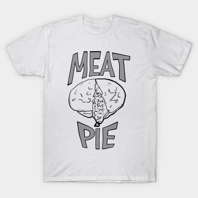 Meat pie - black and white - line work - graphic text T-Shirt by DopamineDumpster